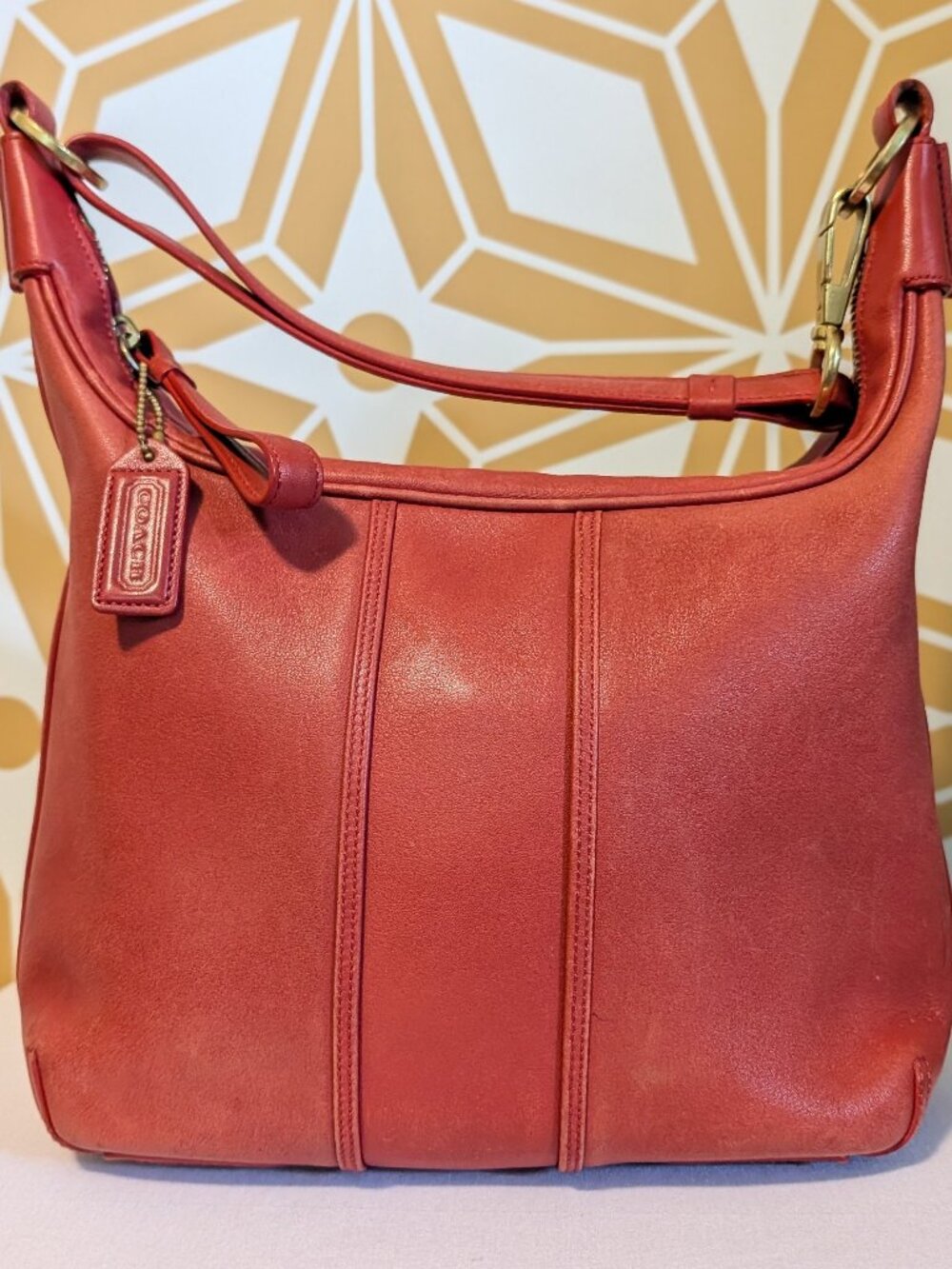 Vintage Coach Amanda Hobo Bag in Tomato Red - Excellent Condition
